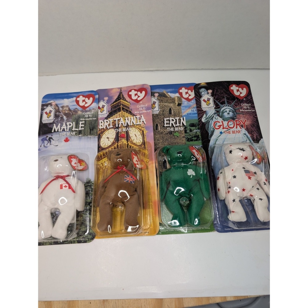 1999 McDonalds TY Teenie Beanie Babies International Bear Set Maple Erin...